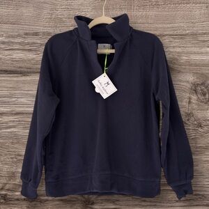 Dudley Stephens Ingrid Pullover Navy Blue Terry Fleece XS NWT
